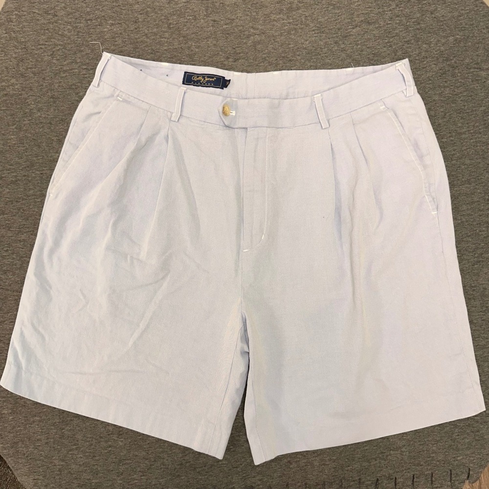 Bobby Jones Players Mens Size 36 Blue Striped Pleated Golf Casual Comfort Shorts